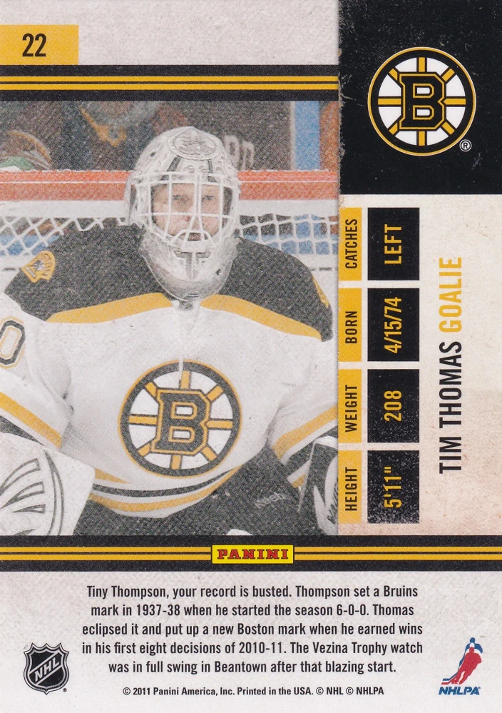 2010-11 Panini Playoff Contenders - Tim Thomas #22