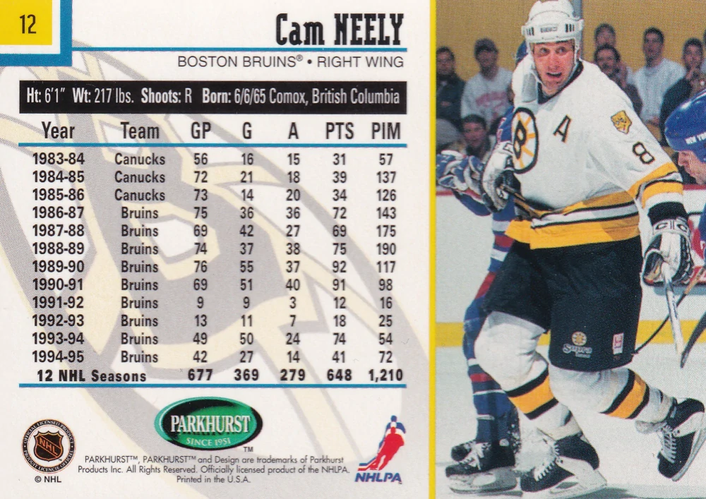 1995-96 Parkhurst International - Cam Neely #12