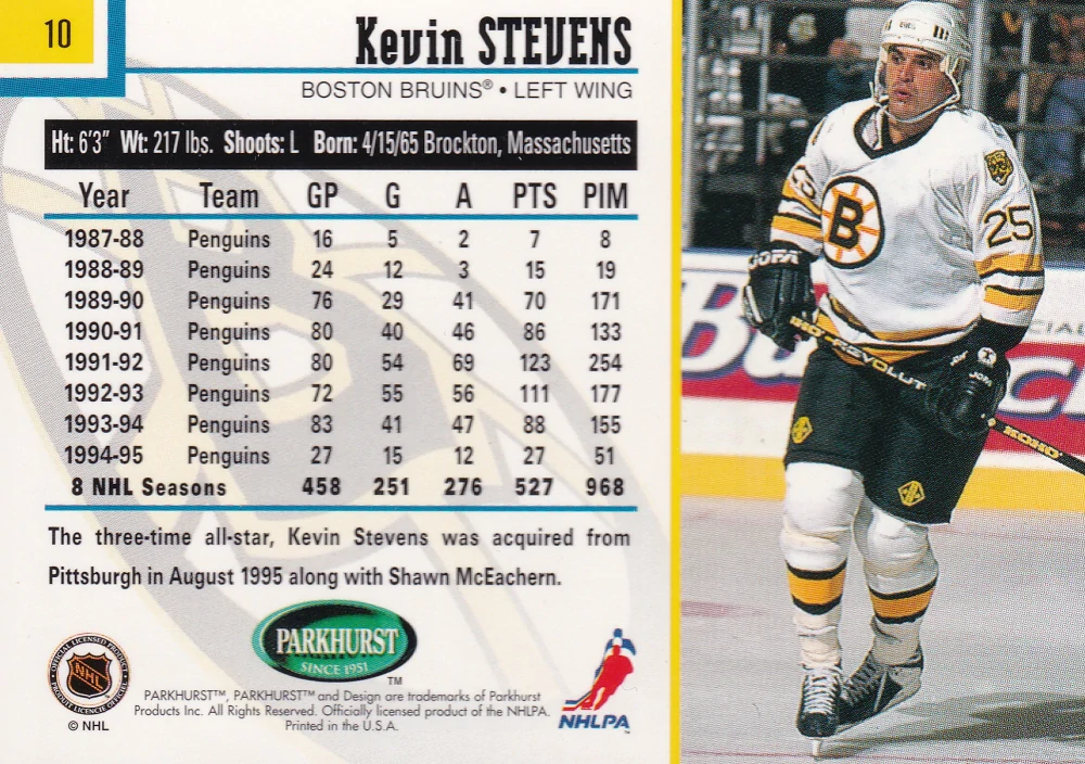 1995-96 Parkhurst International - Kevin Stevens #10