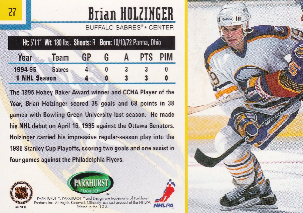 1995-96 Parkhurst International - Brian Holzinger #27