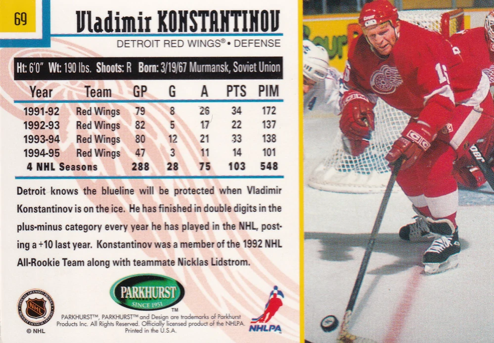 1995-96 Parkhurst International - Vladimir Konstantinov #69