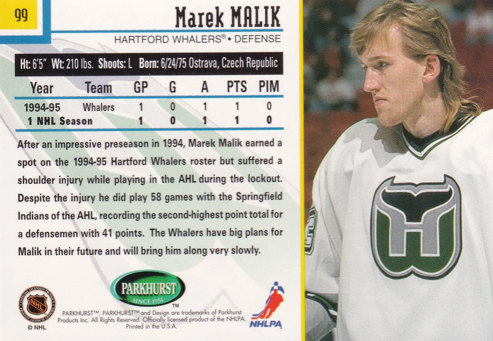 1995-96 Parkhurst International - Marek Malík #99