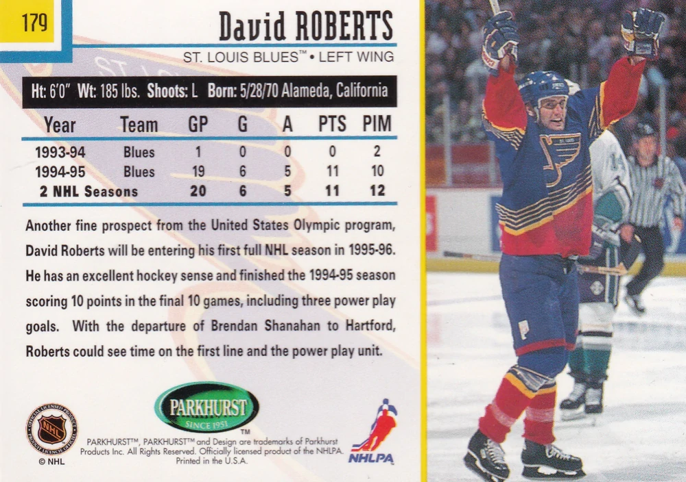 1995-96 Parkhurst International - David Roberts #179