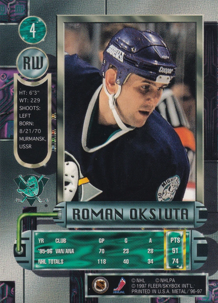 1996-97 Fleer Metal - Roman Oksiuta #4