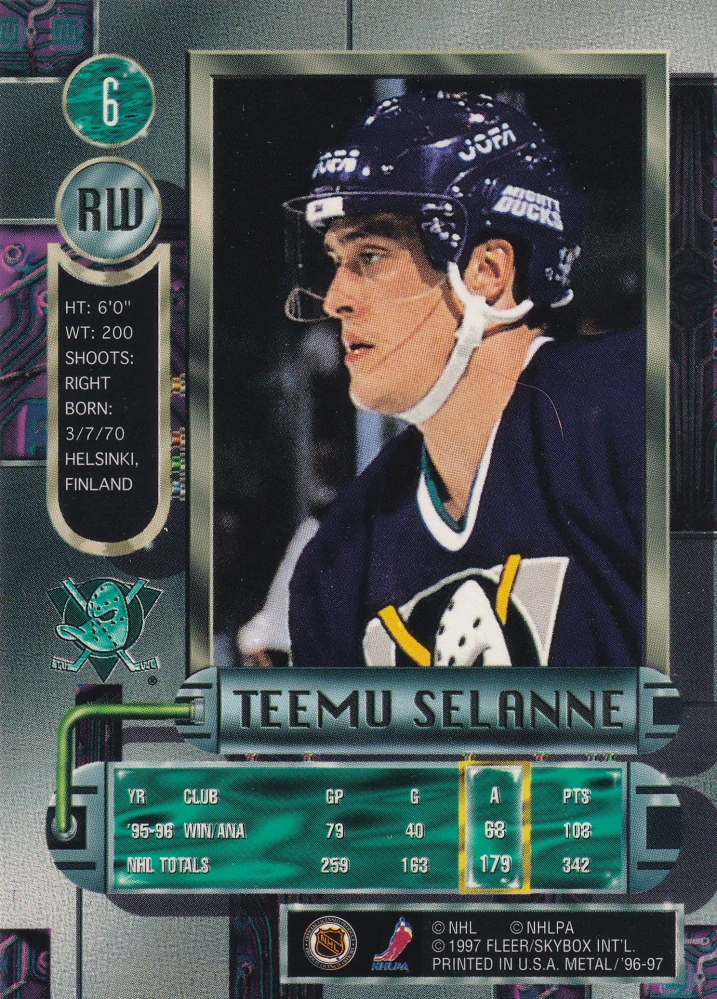 1996-97 Fleer Metal - Teemu Selanne #6
