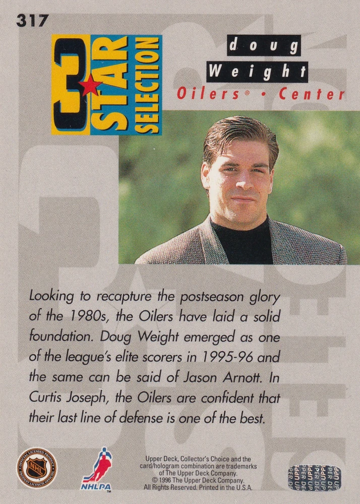 1996-97 UD Collectors Choice - Jason Arnott, Curtis Joseph, Doug Weight - 3 Star Selection #317