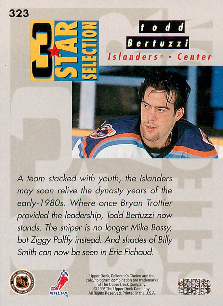 1996-97 UD Collectors Choice - Eric Fichaud, Zigmund Palffy, Todd Bertuzzi - 3 Star selection #323
