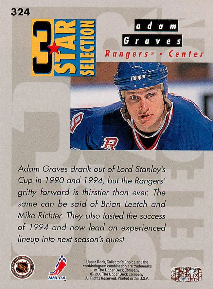 1996-97 UD Collectors Choice - Adam Graves, Brian Leetch, Mike Richter - 3 Star Selection #324