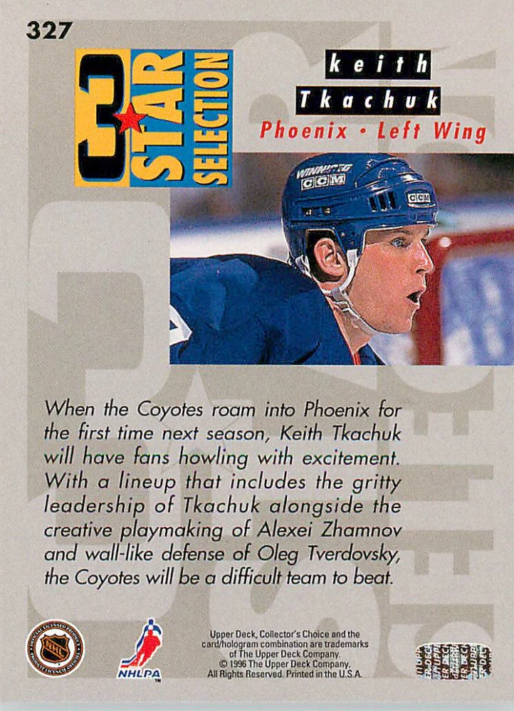1996-97 UD Collectors Choice - Keith Tkachuk, Alexei Zhamnov, Oleg Tverdovsky - 3 Star Selection #327