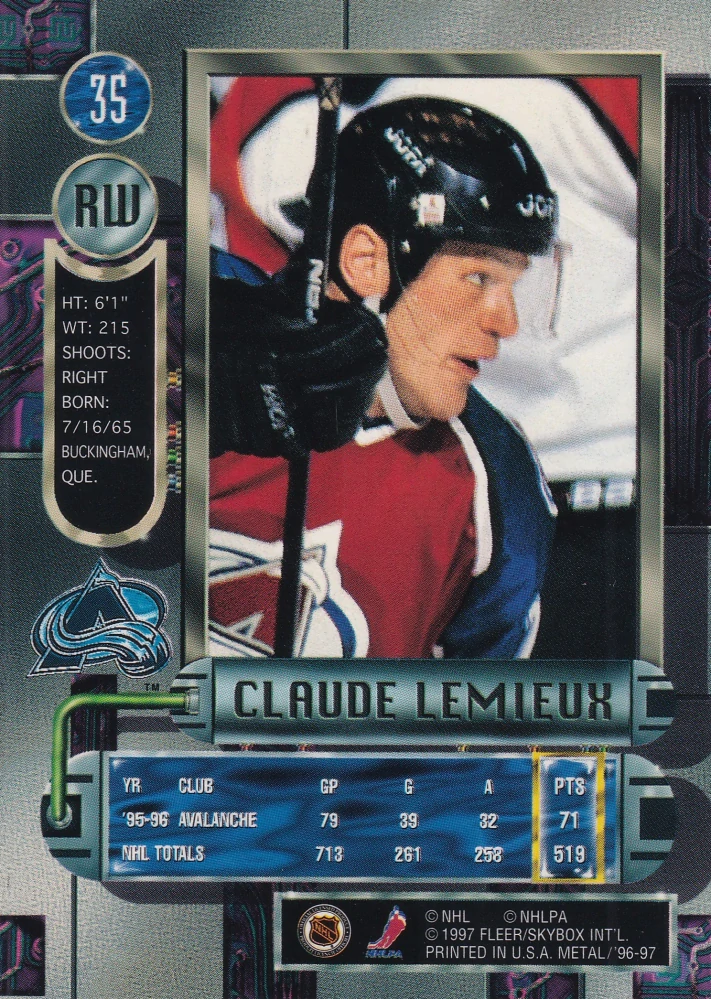 1996-97 Fleer Metal - Claude Lemieux #35
