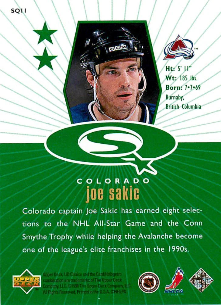 1998-99 UD Choice - Joe Sakic - Starquest Green #SQ11