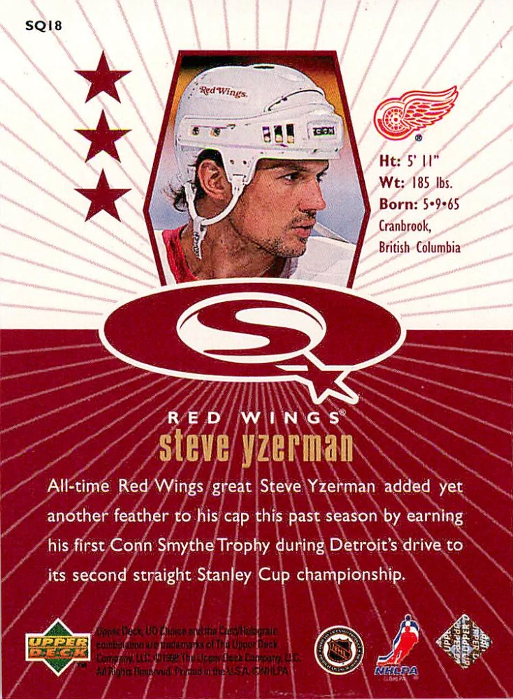 1998-99 UD Choice - Steve Yzerman - Starquest Red #SQ18