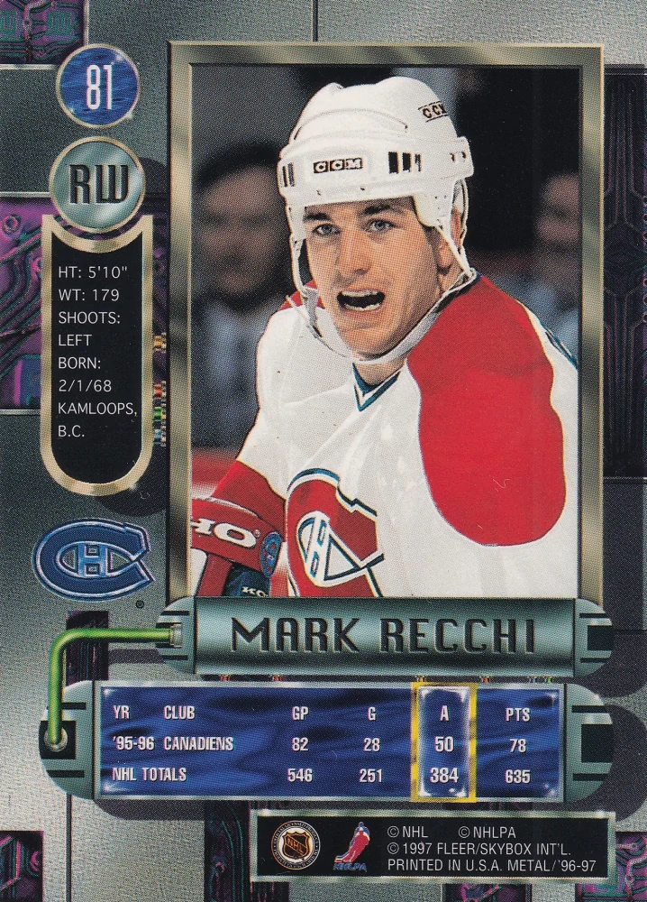 1996-97 Fleer Metal - Mark Recchi #81