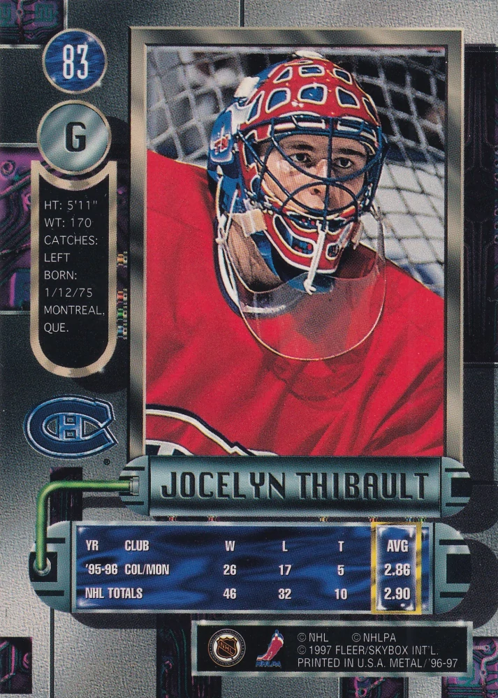 1996-97 Fleer Metal - Jocelyn Thibault #83