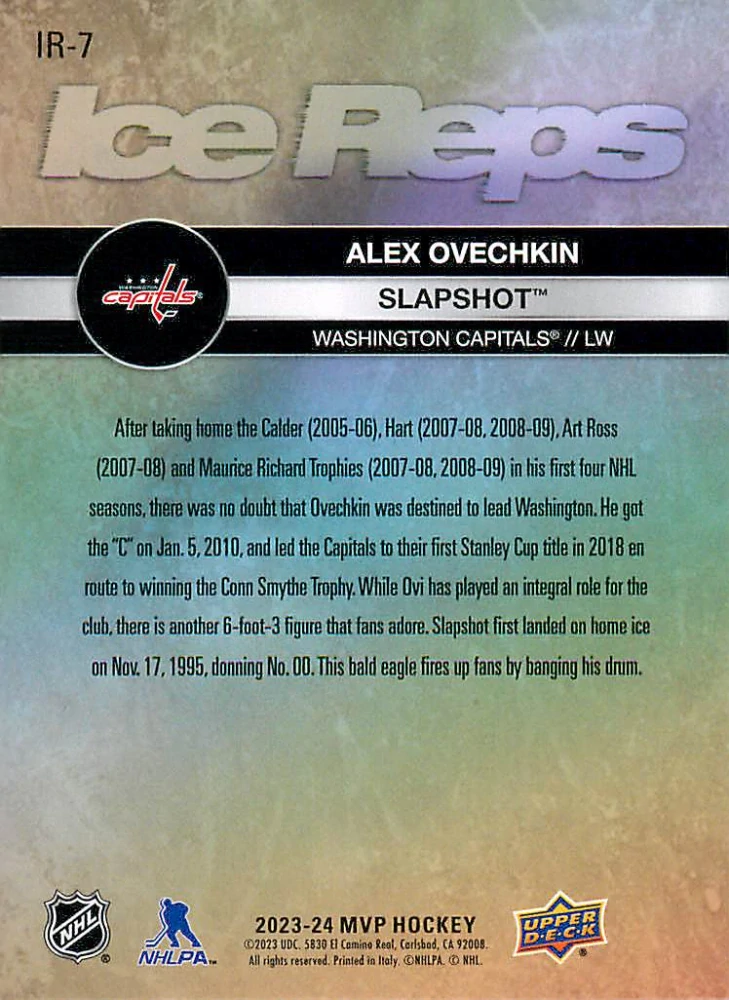 2023-24 UD MVP - Alex Ovechkin, Slapshot - Ice Reps #IR-7