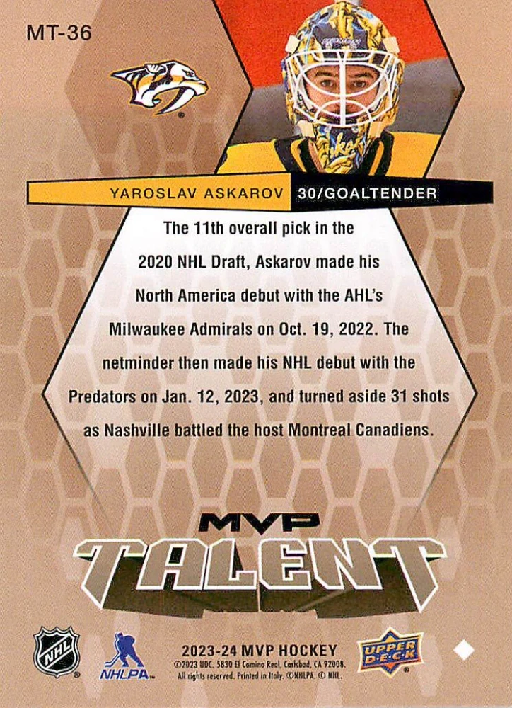 2023-24 UD MVP - Yaroslav Askarov - MVP Talent #MT-36
