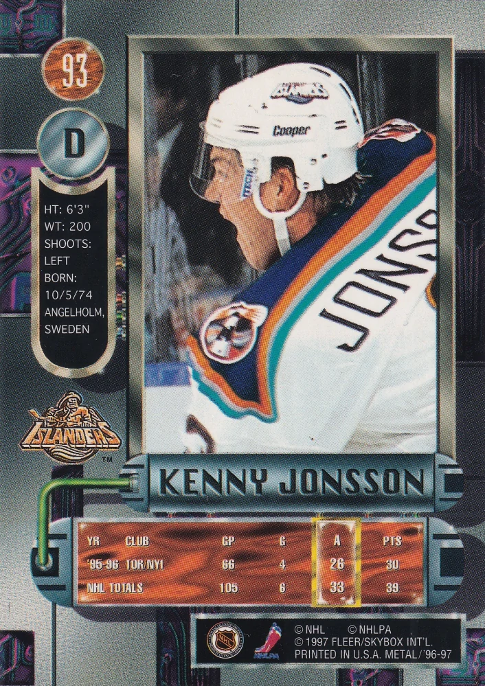1996-97 Fleer Metal - Kenny Jonsson #93