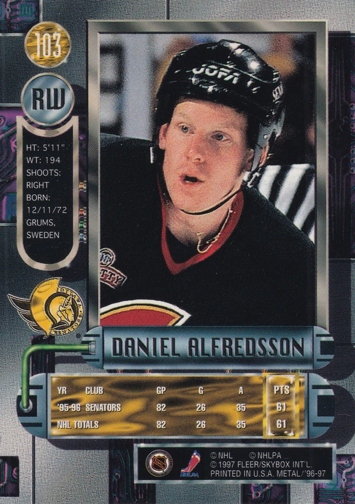 1996-97 Fleer Metal - Daniel Alfredsson #103