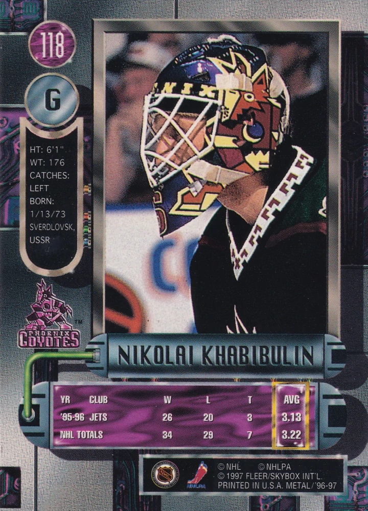 1996-97 Fleer Metal - Nikolai Khabibulin #118