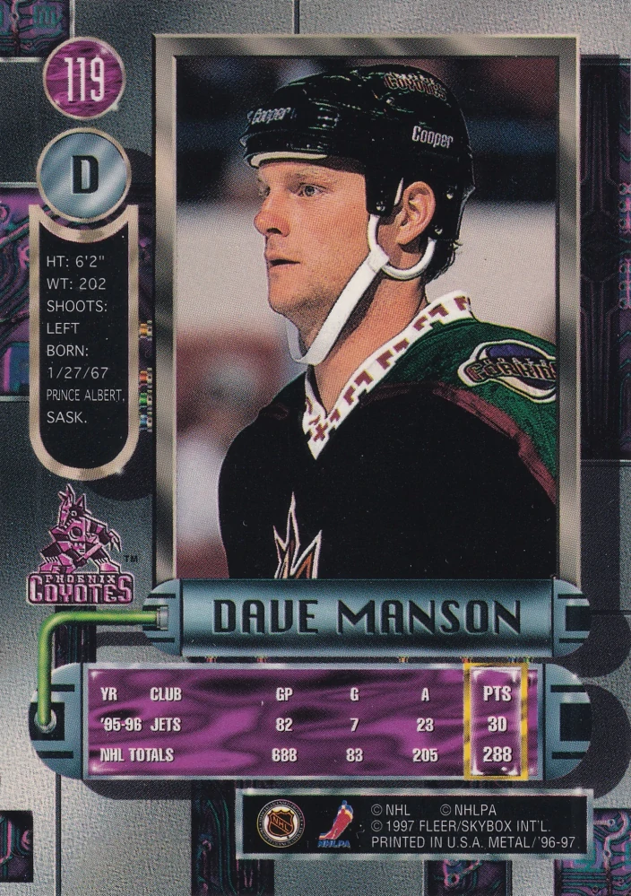 1996-97 Fleer Metal - Dave Manson #119
