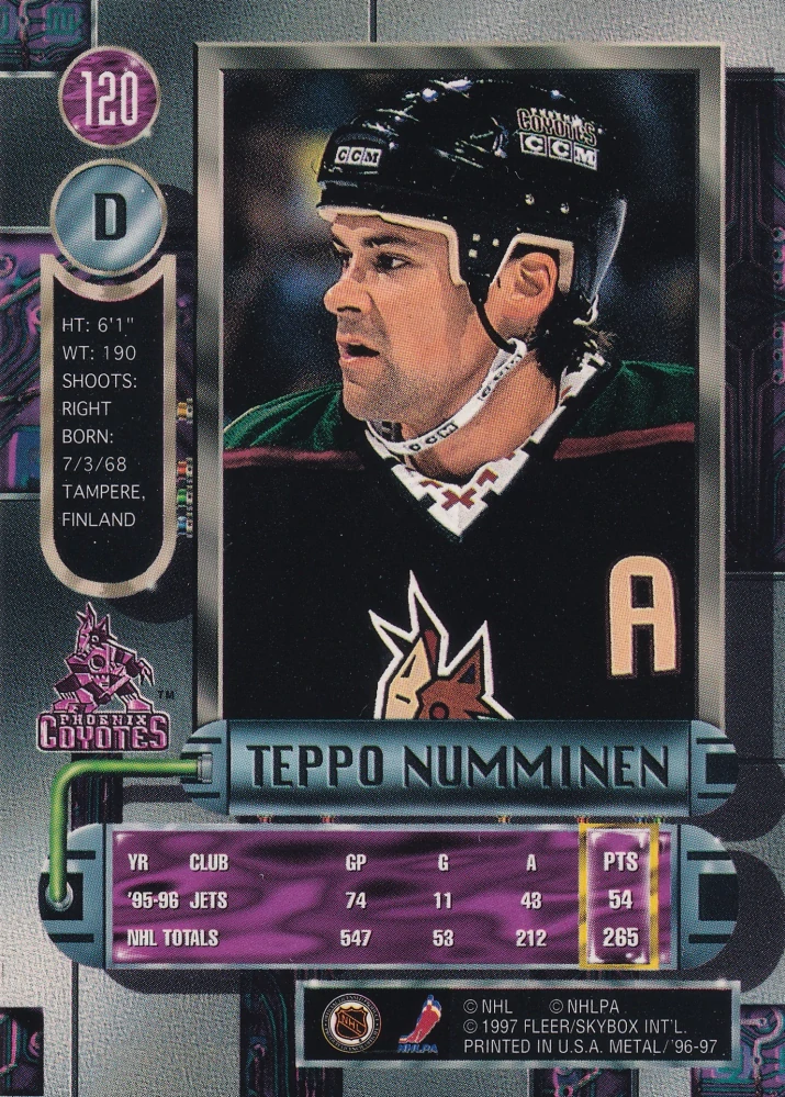 1996-97 Fleer Metal - Teppo Numminen #120
