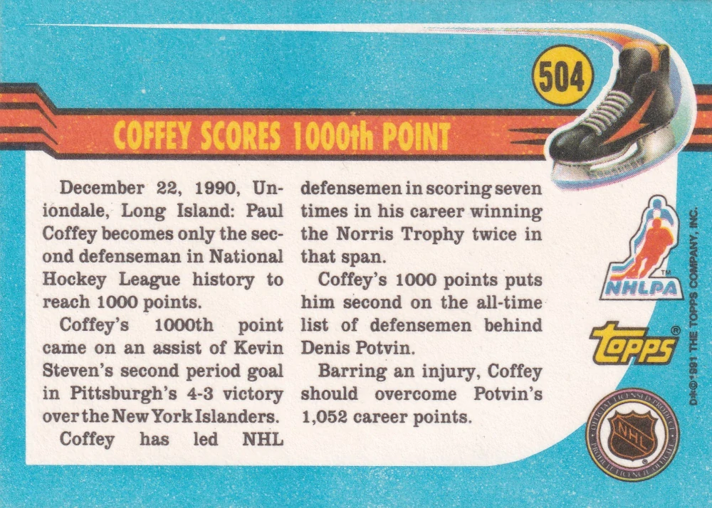 1991-92 Topps - Paul Coffey - Highlights #504