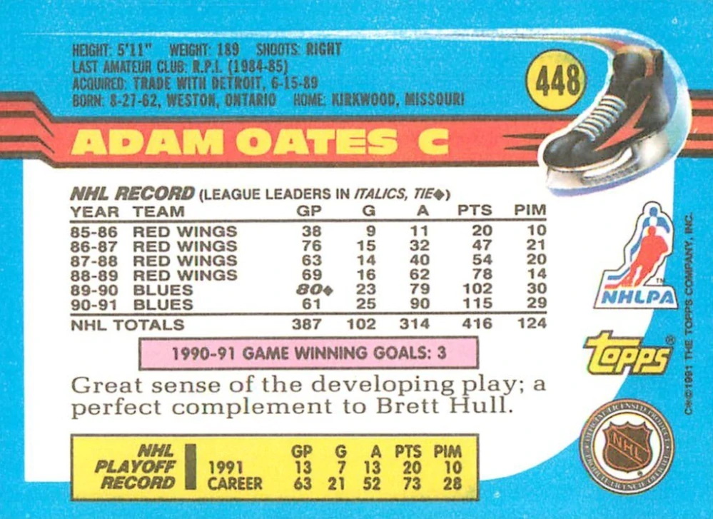 1991-92 Topps - Adam Oates #448