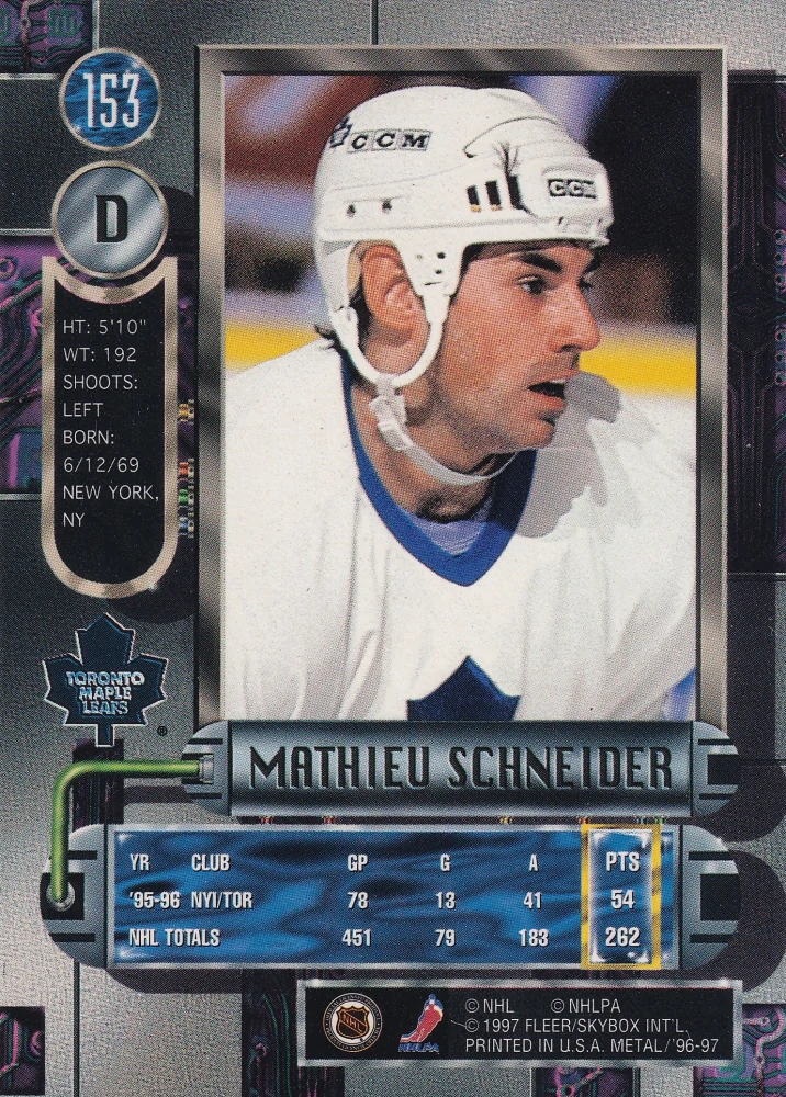 1996-97 Fleer Metal - Mathieu Schneider #153