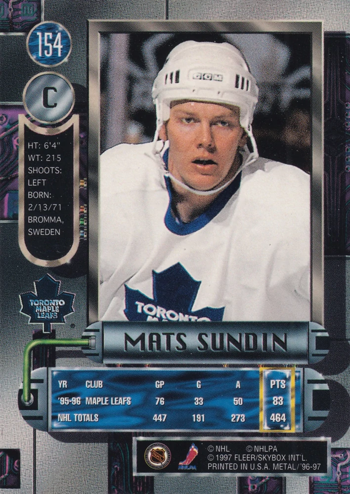 1996-97 Fleer Metal - Mats Sundin #154
