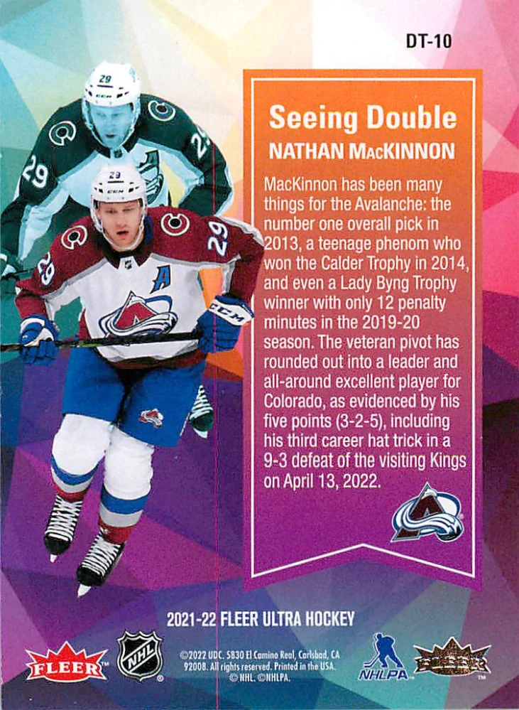 2021-22 UD Fleer Ultra - Nathan MacKinnon - Seeing Double #DT-10