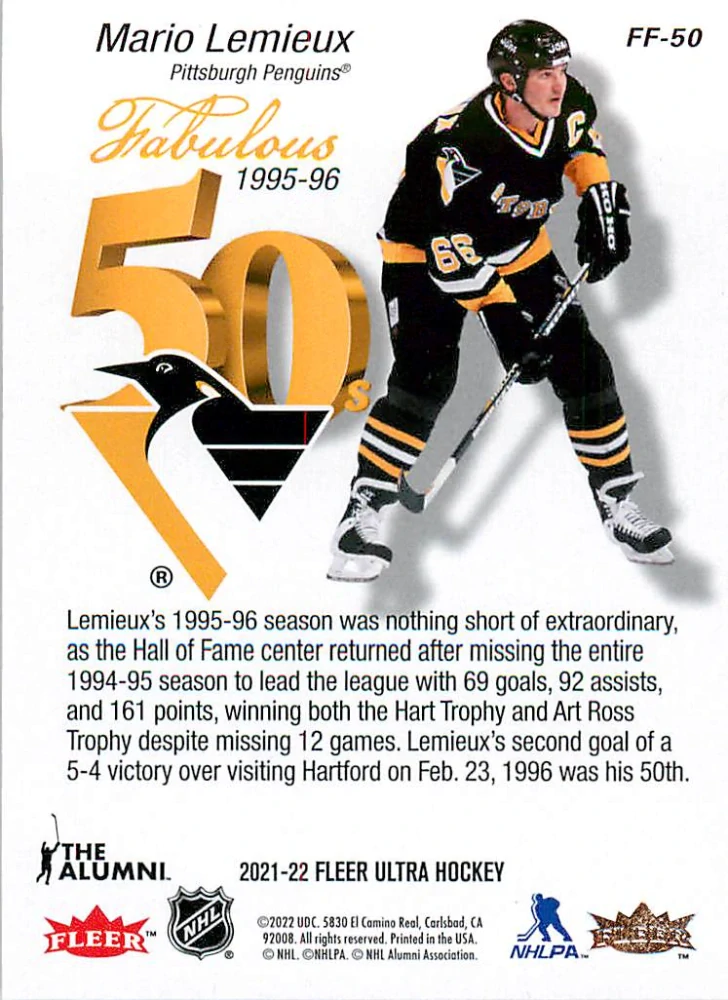 2021-22 UD Fleer Ultra - Mario Lemieux - Fabulous 50's #FF-50