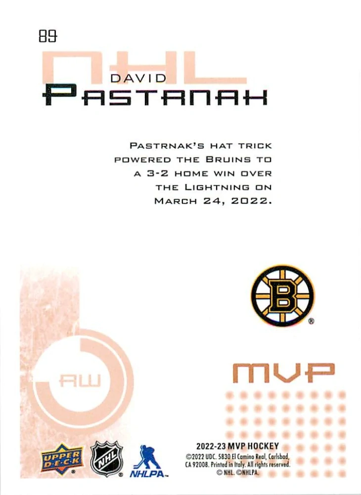 2022-23 UD MVP - David Pastrňák - Retro #89