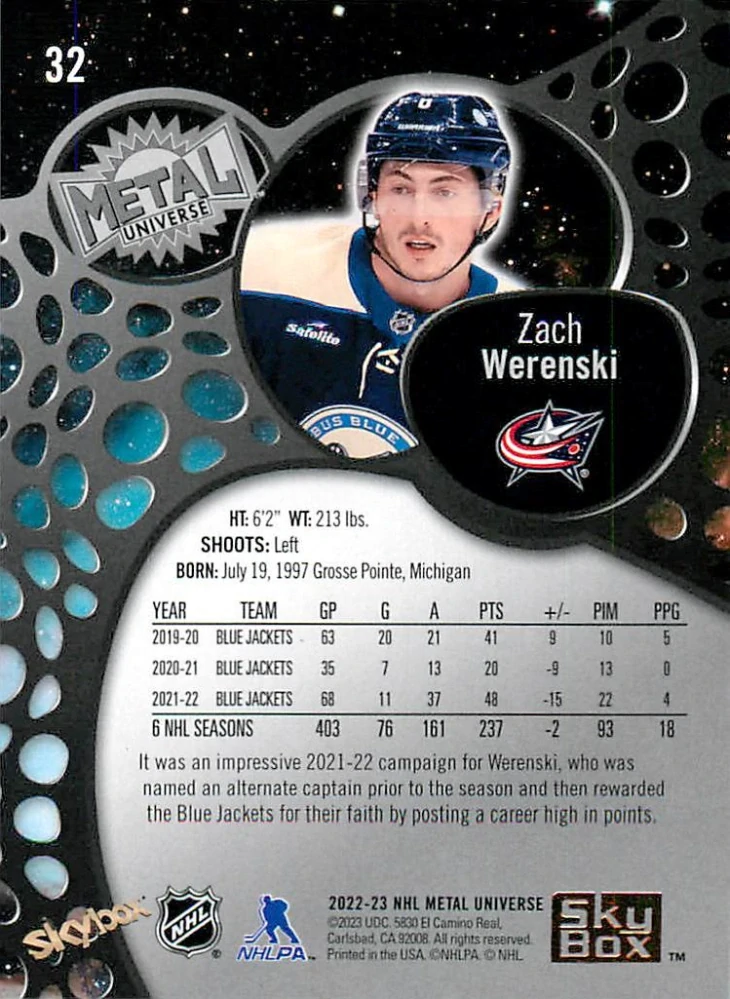 2022-23 UD Skybox Metal Universe - Zach Werenski #32