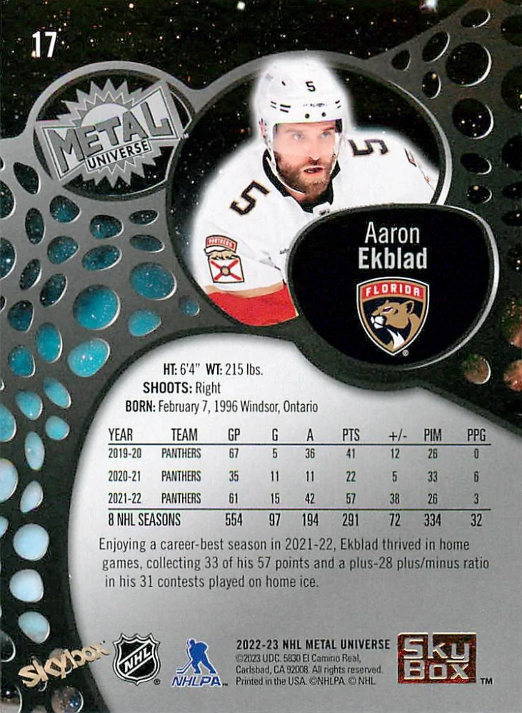 2022-23 UD Skybox Metal Universe - Aaron Ekblad #17