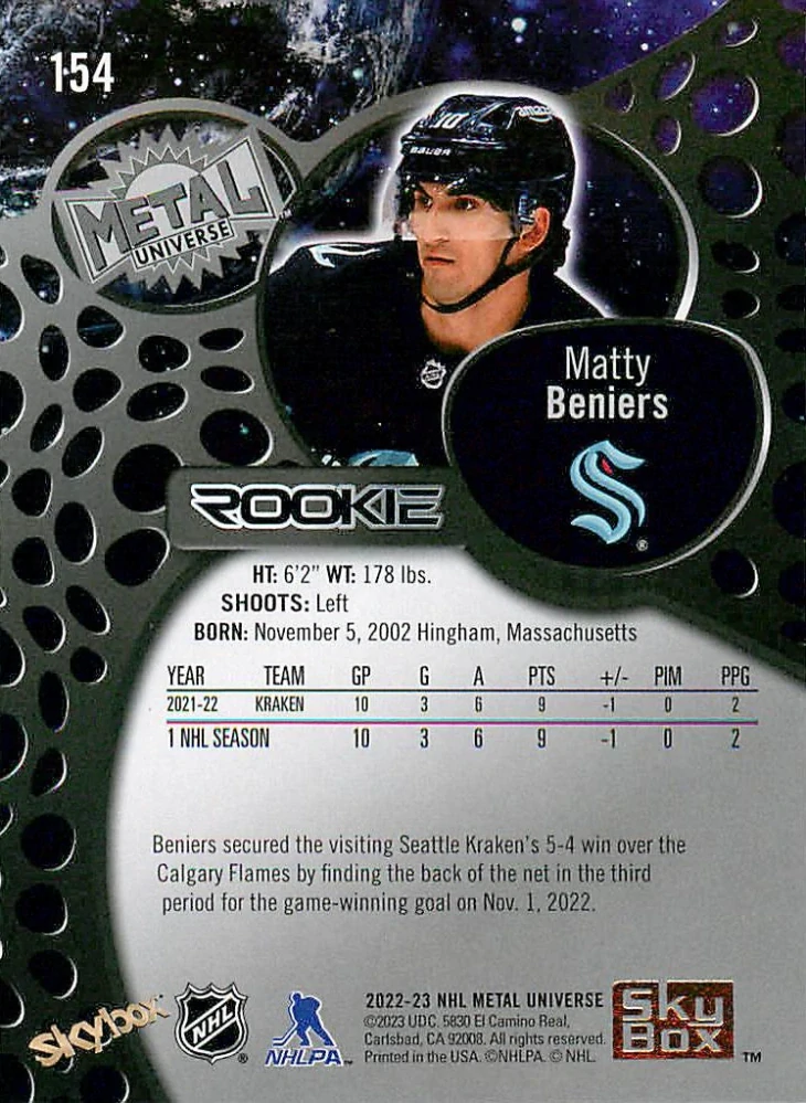 2022-23 UD Skybox Metal Universe - Matty Beniers #154