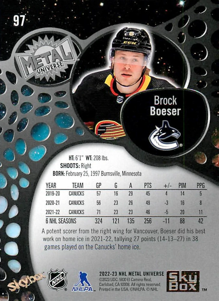 2022-23 UD Skybox Metal Universe - Brock Boeser #97