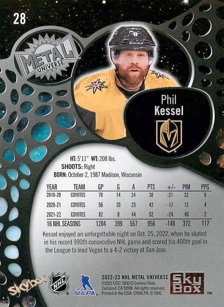 2022-23 UD Skybox Metal Universe - Phil Kessel #28