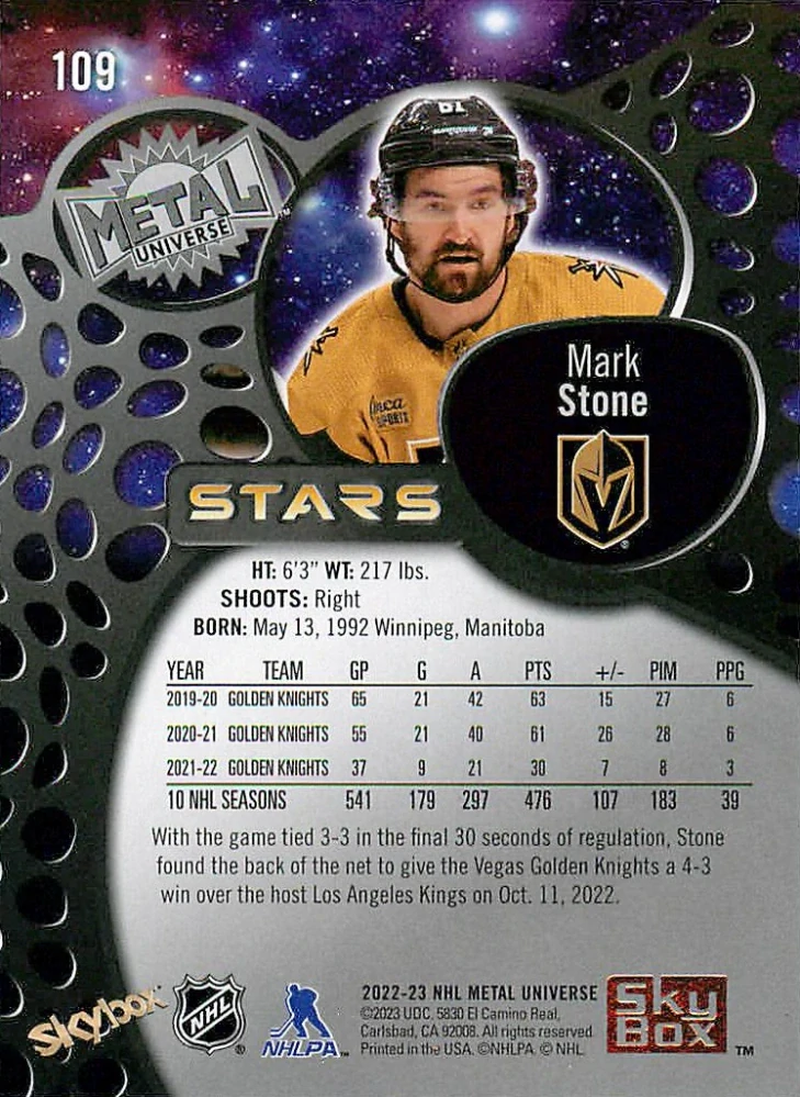2022-23 UD Skybox Metal Universe - Mark Stone #109