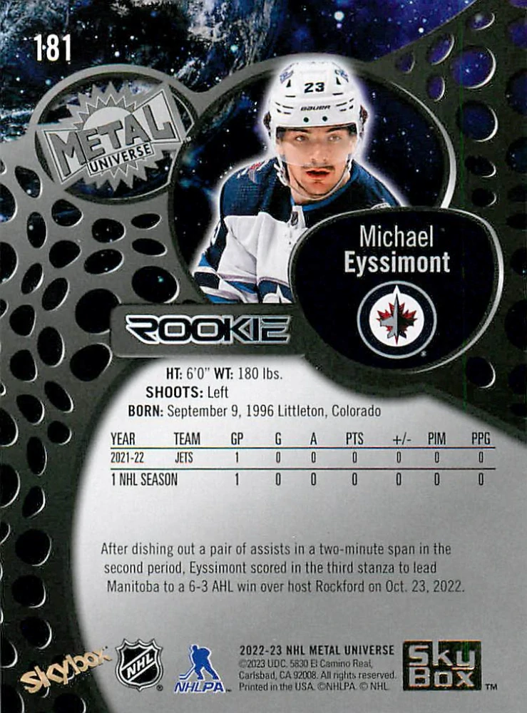 2022-23 UD Skybox Metal Universe - Michael Eyssimont #181