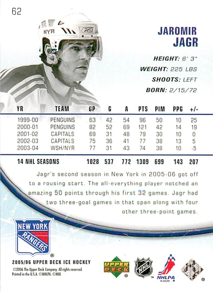 2005-06 UD Ice - Jaromír Jágr #62