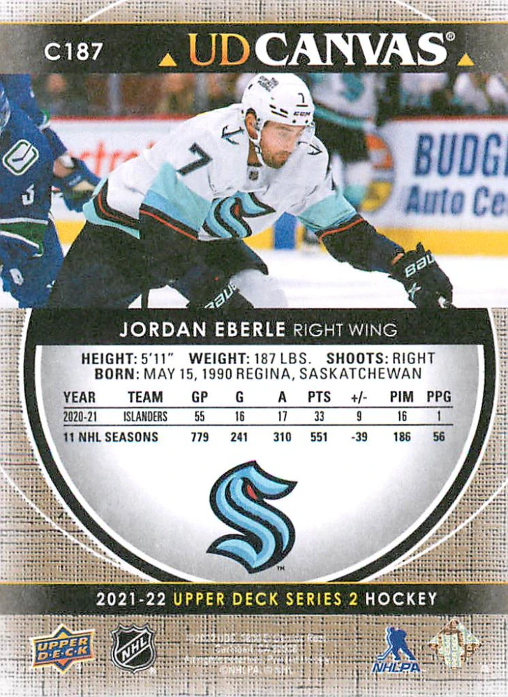2021-22 UD Series 2 - Jordan Eberle - Canvas #C187