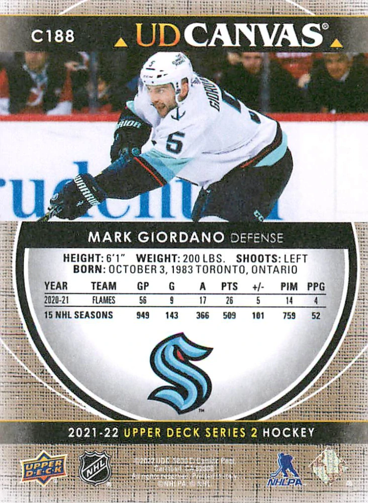 2021-22 UD Series 2 - Mark Giordano - Canvas #C188