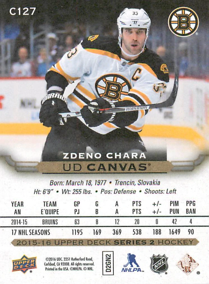 2015-16 UD Series 2 - Zdeno Chára - Canvas #127