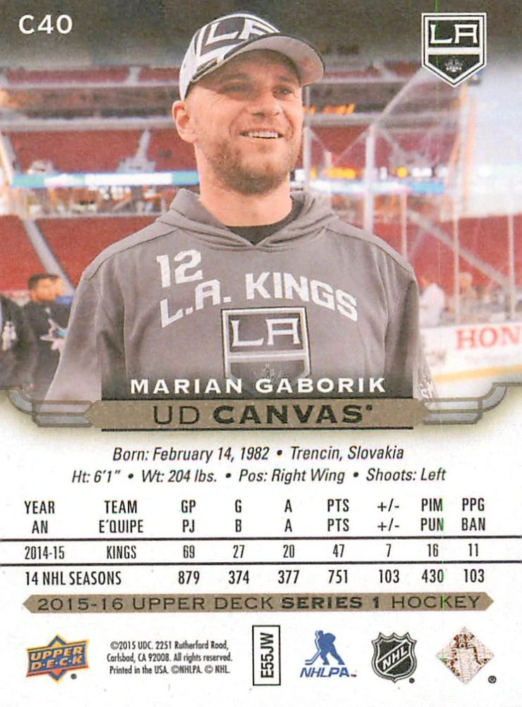 2015-16 UD Series 1 - Marián Gáborík - Canvas #C40