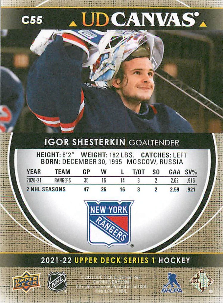 2021-22 UD Series 1 - Igor Shesterkin - Canvas #C55