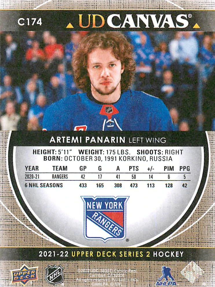 2021-22 UD Series 2 - Artemi Panarin - Canvas #C174
