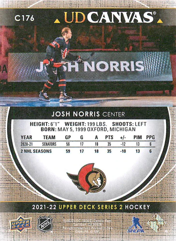 2021-22 UD Series 2 - Josh Norris - Canvas #C176