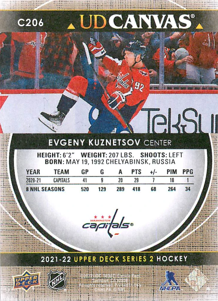 2021-22 UD Series 2 - Evgeni Kuznetsov - Canvas #C206