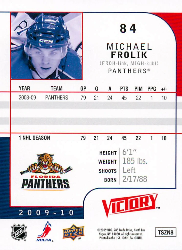 2009-10 UD Victory - Michael Frolík #84