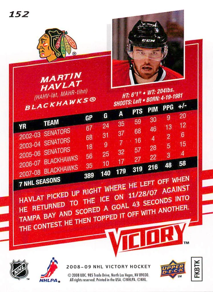 2008-09 UD Victory - Martin Havlát #152